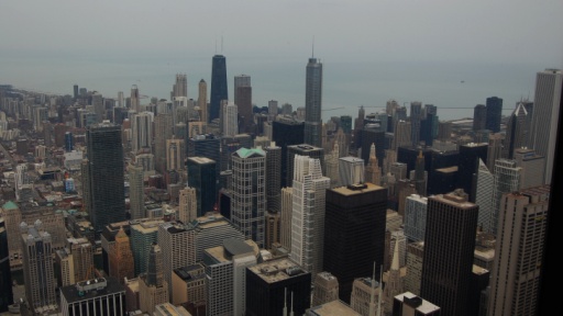 sears-tower-skydeck1 Aussicht vom Skydeck nach Norden; Im Hintergrund der Lake Michigan
